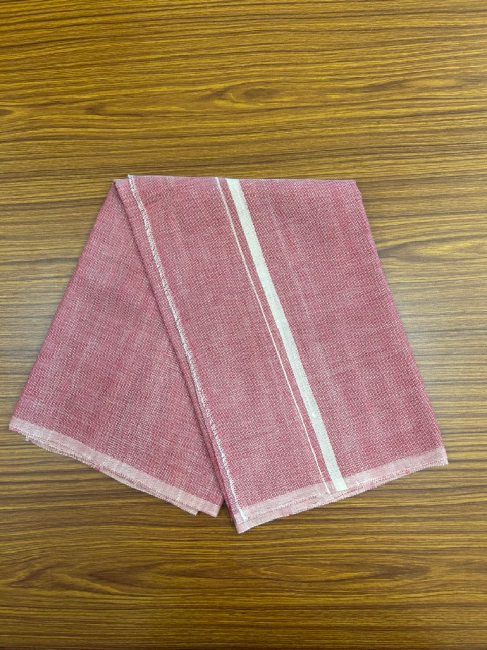 Kaitharikada - HANDLOOM Pure Cotton Kerala Towel - Thorthu - Dark Pink Peach Body & White Kara - 19KK5197ELA