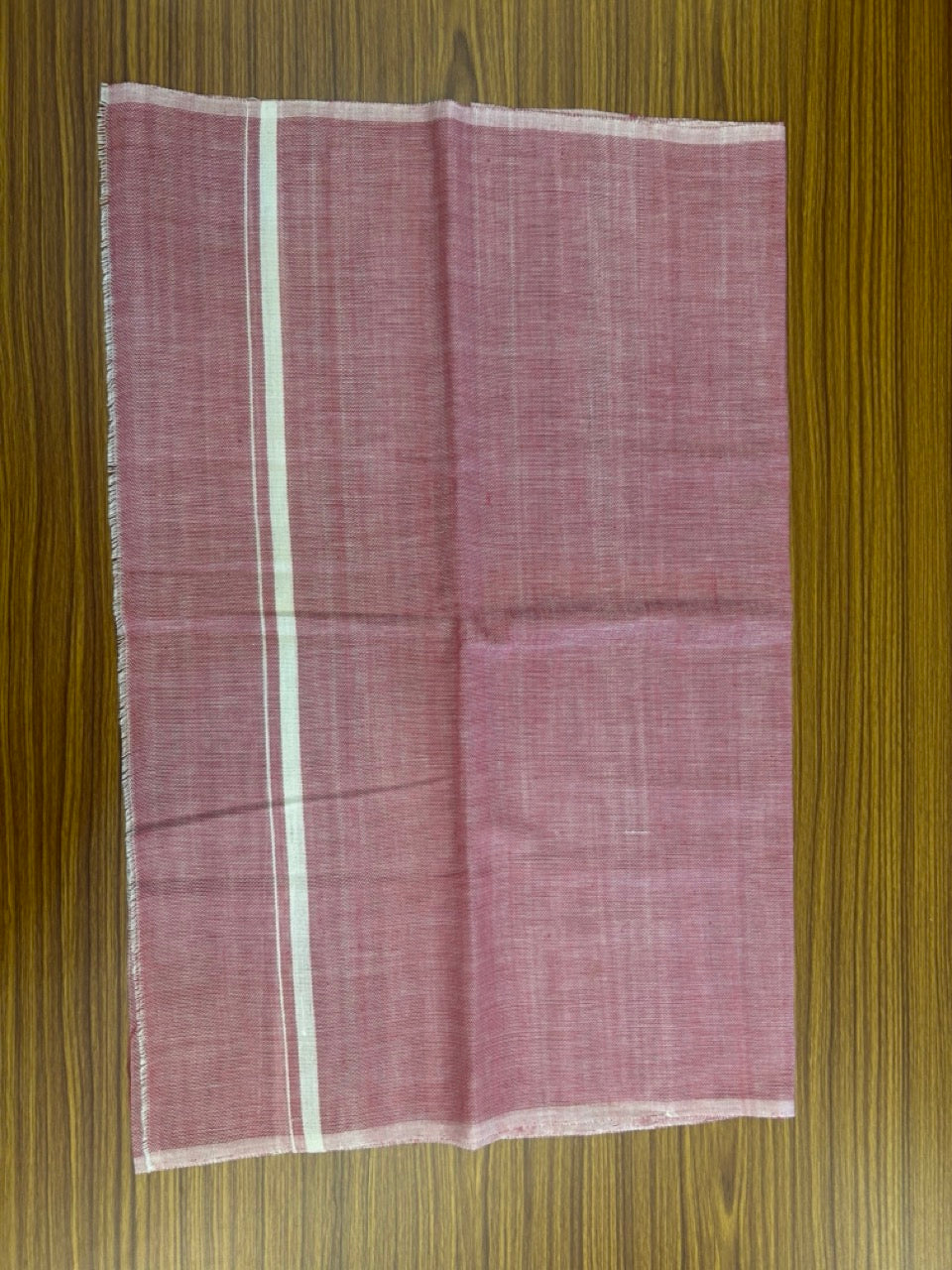 Kaitharikada - HANDLOOM Pure Cotton Kerala Towel - Thorthu - Dark Pink Peach Body & White Kara - 19KK5197ELA