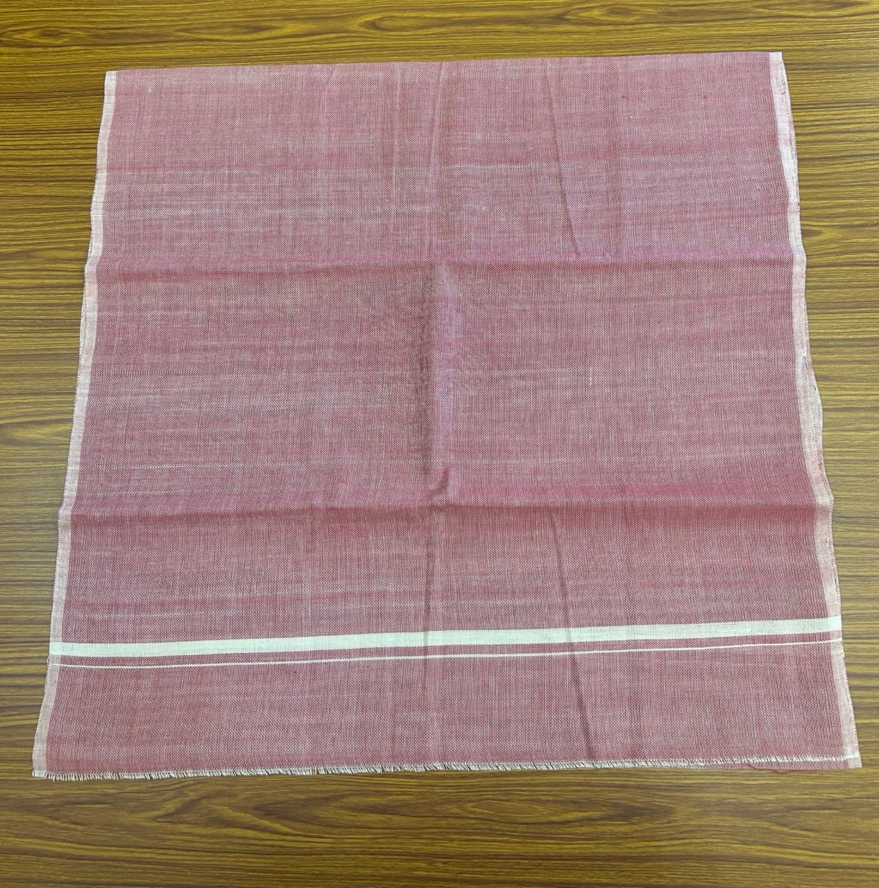 Kaitharikada - HANDLOOM Pure Cotton Kerala Towel - Thorthu - Dark Pink Peach Body & White Kara - 19KK5197ELA