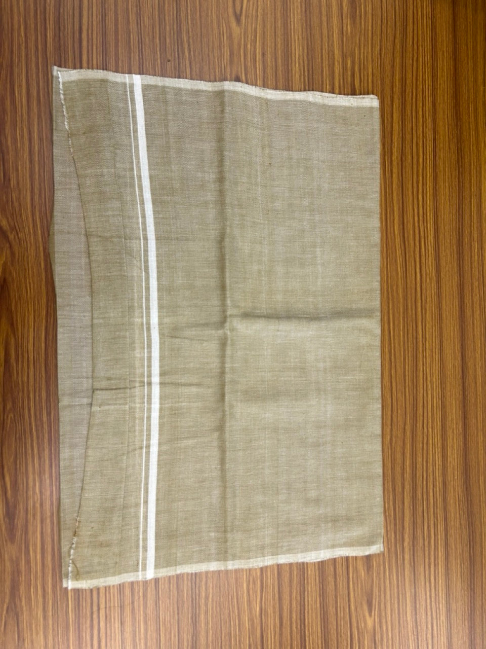 Kaitharikada - HANDLOOM Pure Cotton Kerala Towel - Thorthu - Peanut Brown Body & White Kara - 20KK5197ELA