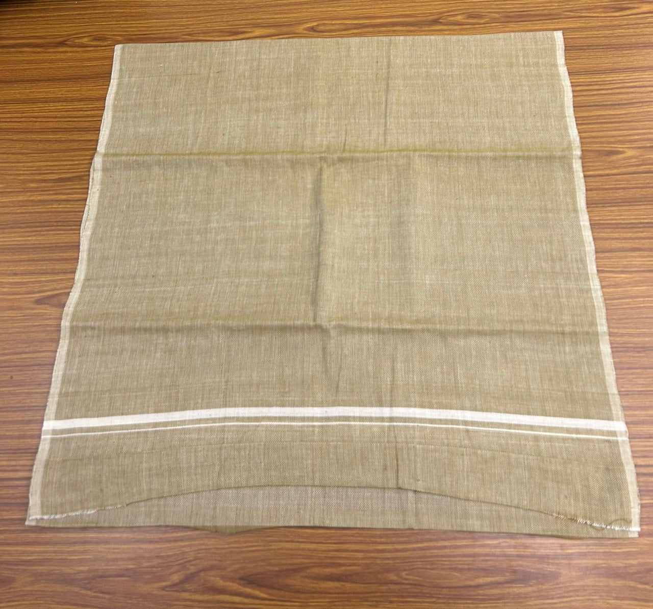 Kaitharikada - HANDLOOM Pure Cotton Kerala Towel - Thorthu - Peanut Brown Body & White Kara - 20KK5197ELA