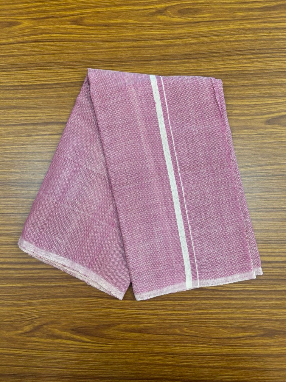 Kaitharikada - HANDLOOM Pure Cotton Kerala Towel - Thorthu - Light Magenta Body & White Kara - 24KK5197ELA