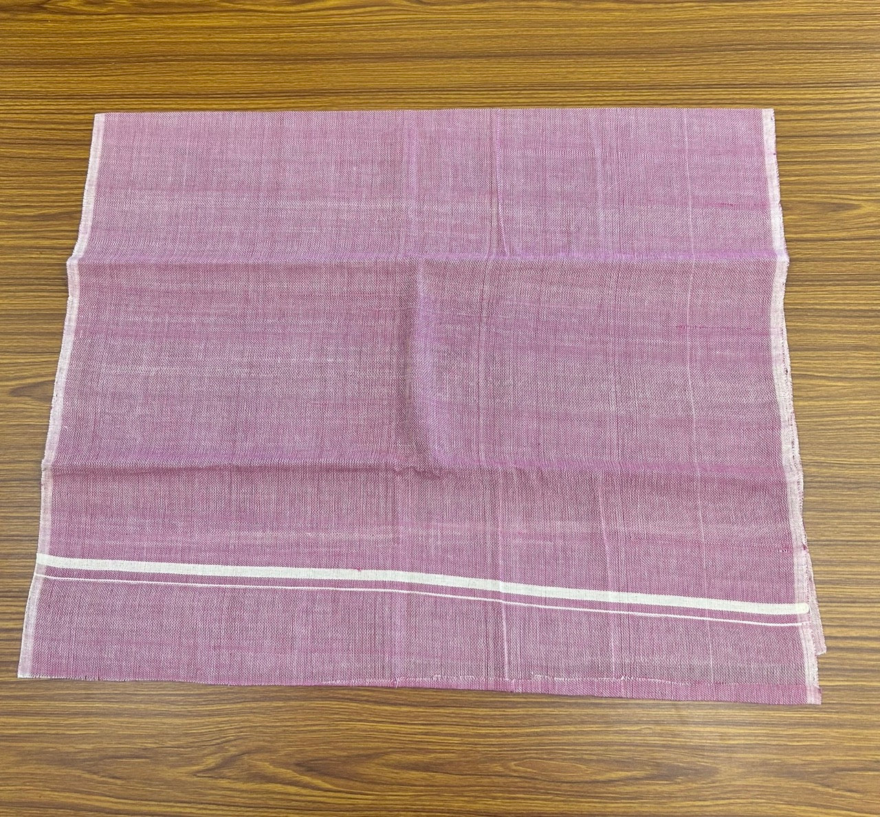 Kaitharikada - HANDLOOM Pure Cotton Kerala Towel - Thorthu - Light Magenta Body & White Kara - 24KK5197ELA