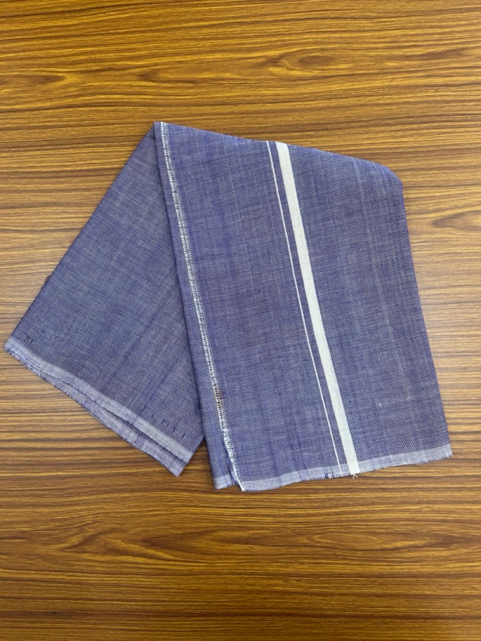 Kaitharikada - HANDLOOM Pure Cotton Kerala Towel - Thorthu - Violet Blue Body & White Kara - 26KK5197ELA