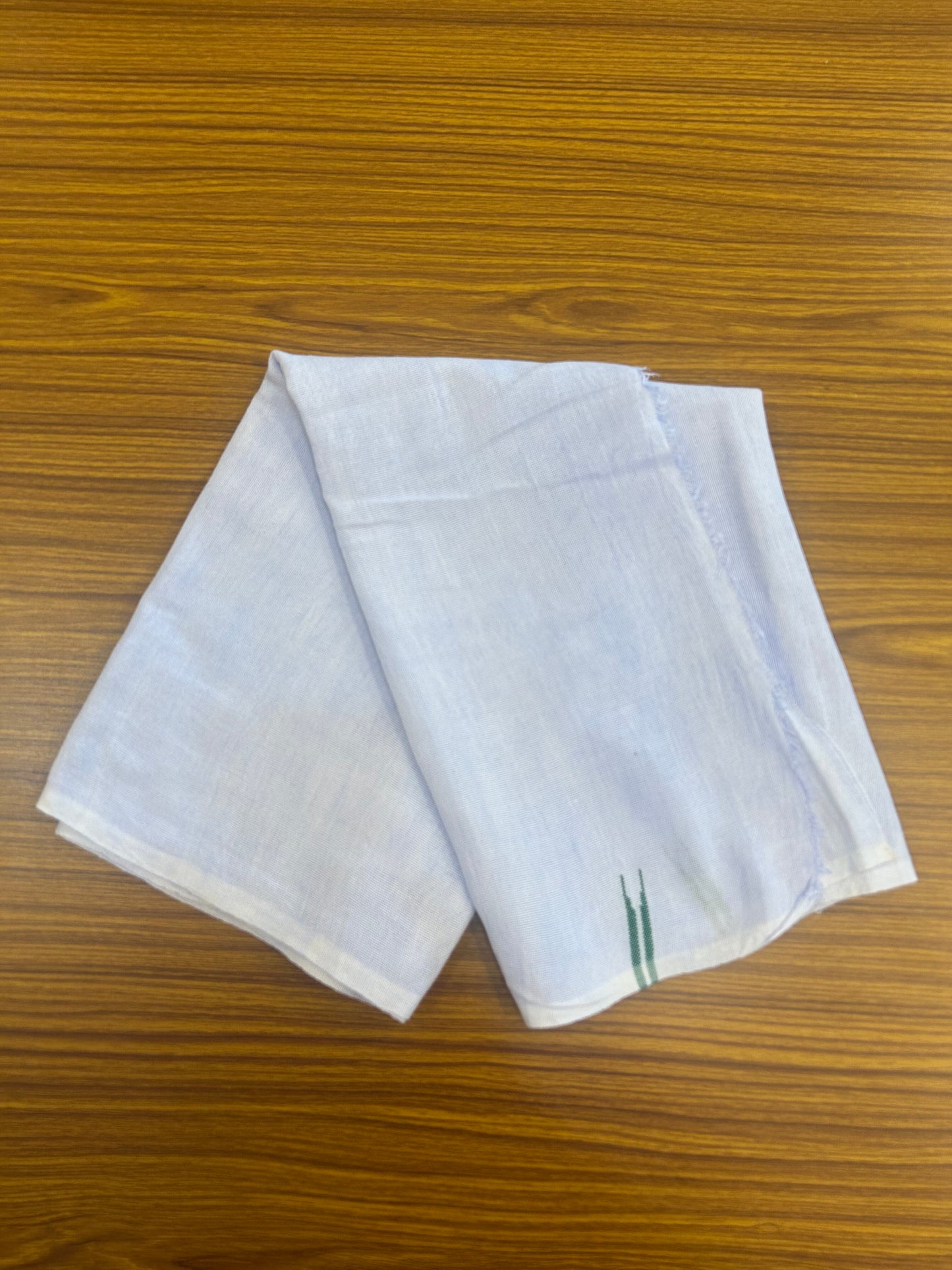 Kaitharikada - Handloom Pure Cotton Kerala Towel - Thorthu - White Body & Green Chutty Kara - 8 KK51202 ELA