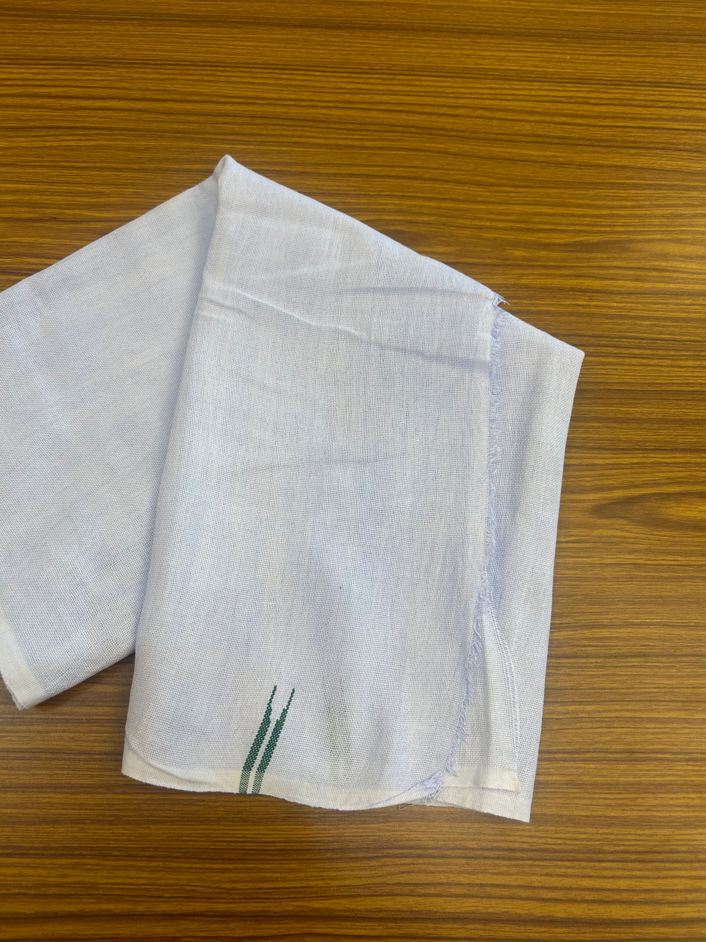 Kaitharikada - Handloom Pure Cotton Kerala Towel - Thorthu - White Body & Green Chutty Kara - 8 KK51202 ELA