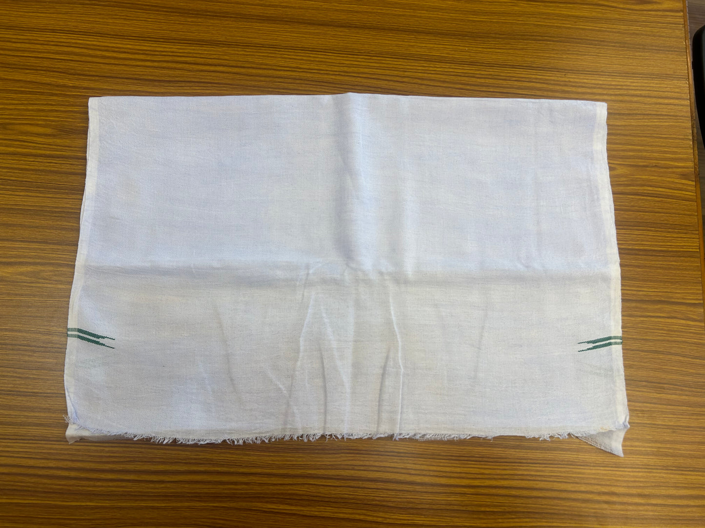 Kaitharikada - Handloom Pure Cotton Kerala Towel - Thorthu - White Body & Green Chutty Kara - 8 KK51202 ELA