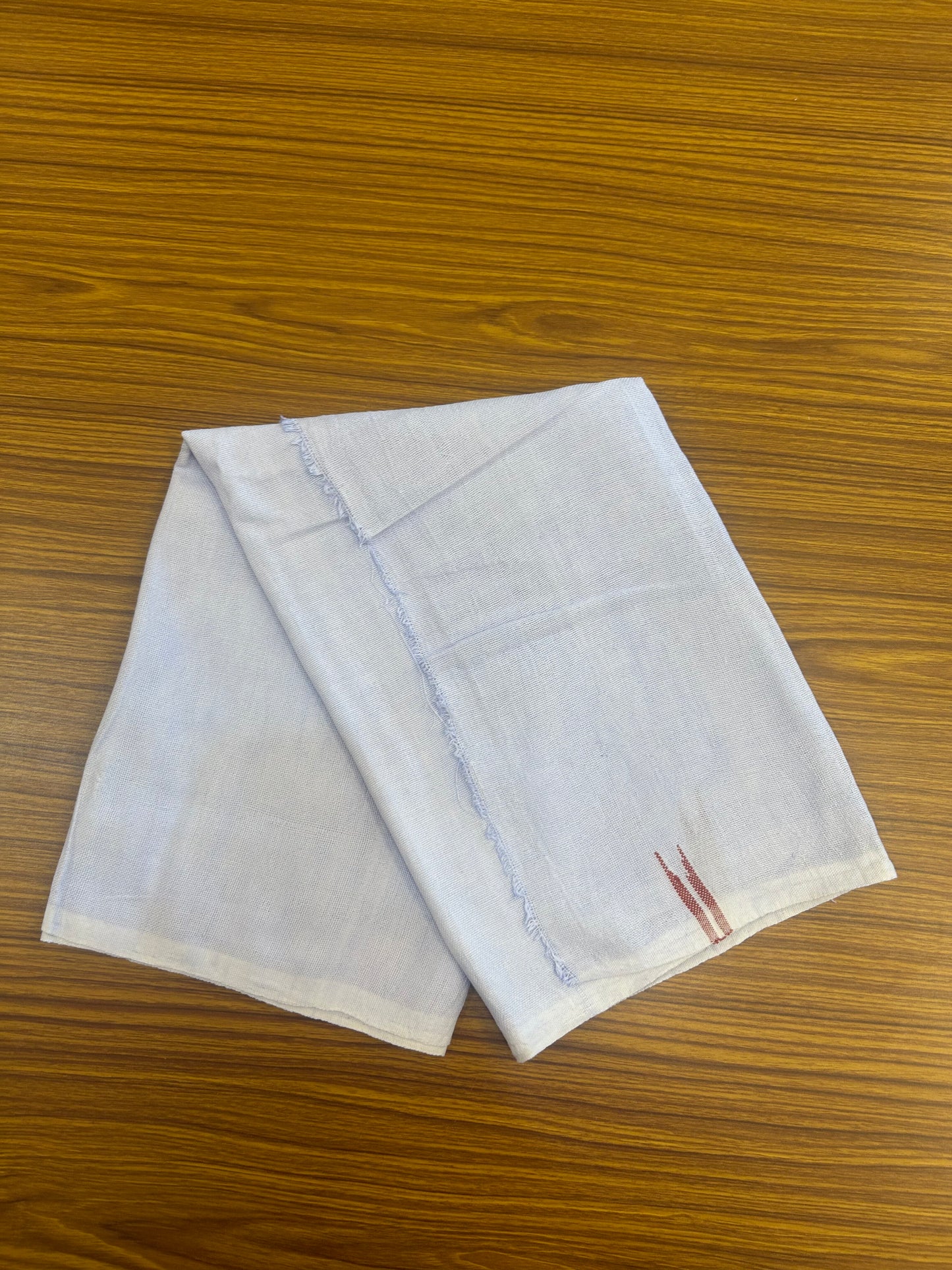 Kaitharikada - Handloom Pure Cotton Kerala Towel - Thorthu - White Body & Light Brick Red Chutty Kara - 9 KK51202 ELA