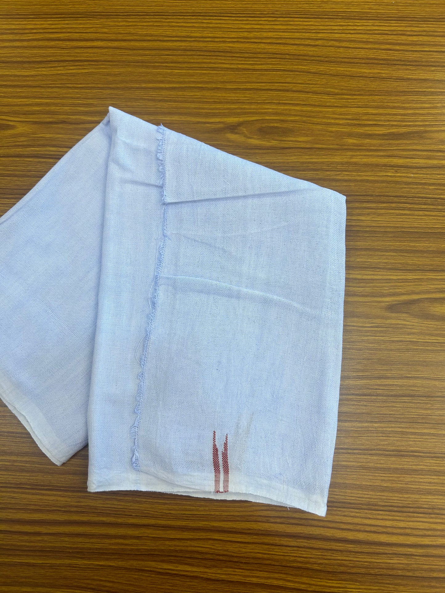 Kaitharikada - Handloom Pure Cotton Kerala Towel - Thorthu - White Body & Light Brick Red Chutty Kara - 9 KK51202 ELA