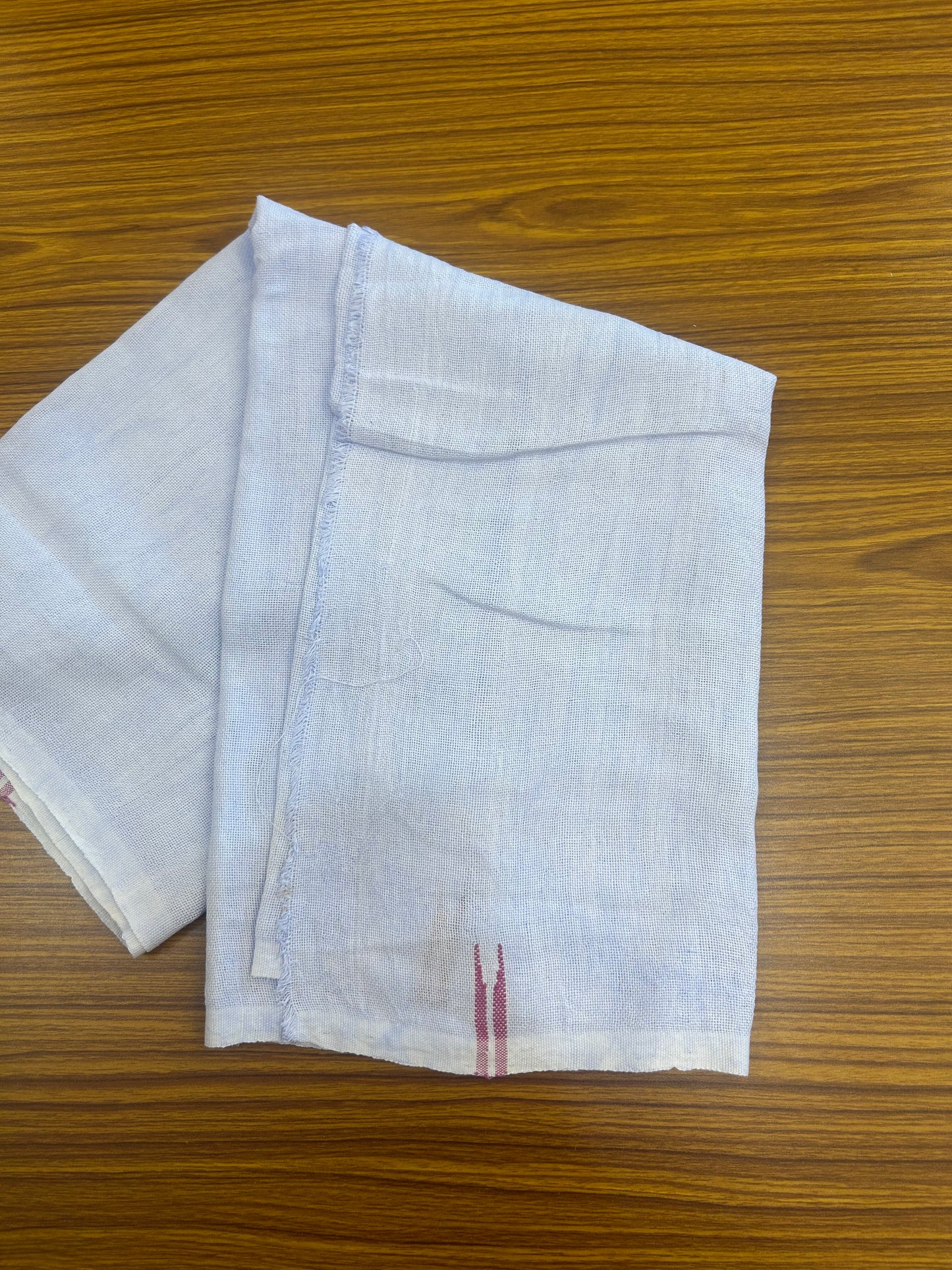 Kaitharikada - Handloom Pure Cotton Kerala Towel - Thorthu - White Body & Pink Chutty Kara - 11 KK51202 ELA