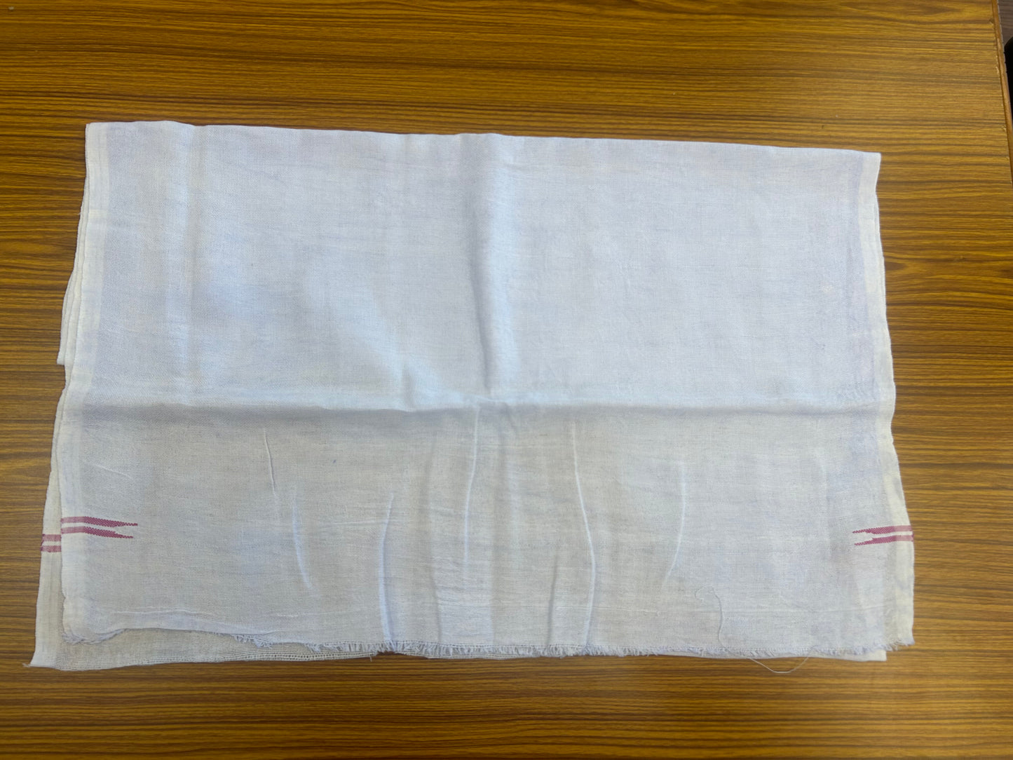 Kaitharikada - Handloom Pure Cotton Kerala Towel - Thorthu - White Body & Pink Chutty Kara - 11 KK51202 ELA
