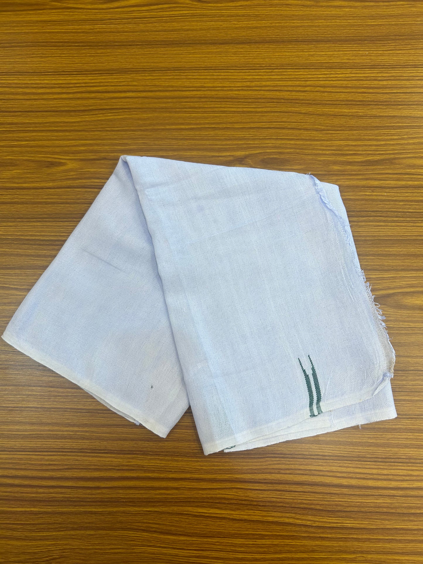 Kaitharikada - Handloom Pure Cotton Kerala Towel - Thorthu - White Body & Dark Green Chutty Kara - 10 KK51202 ELA