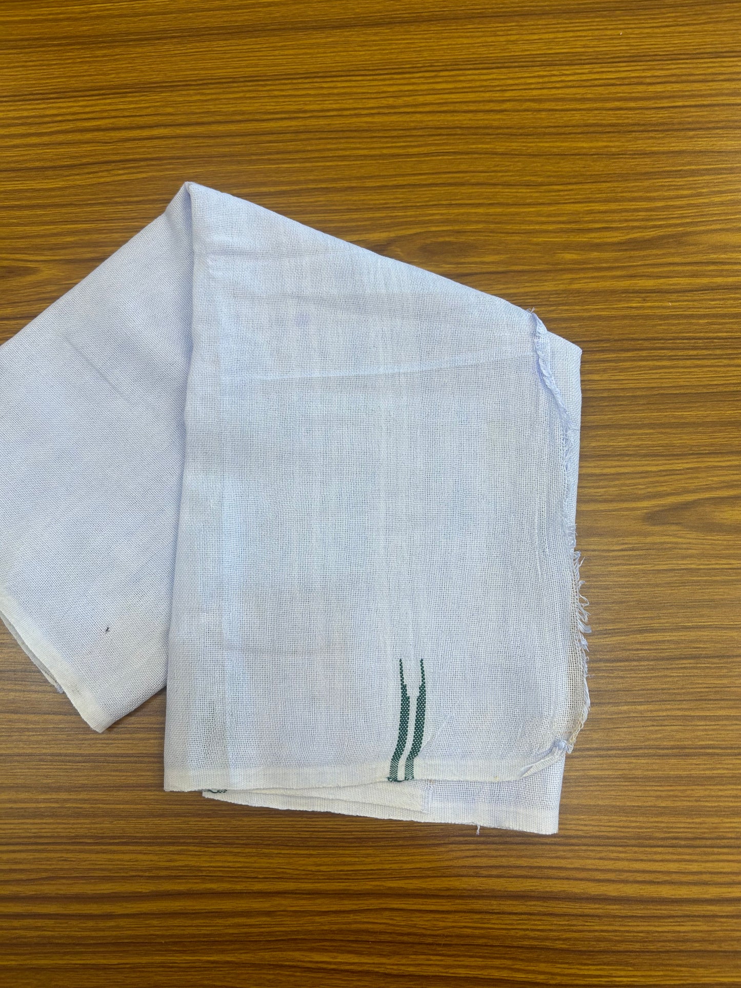 Kaitharikada - Handloom Pure Cotton Kerala Towel - Thorthu - White Body & Dark Green Chutty Kara - 10 KK51202 ELA