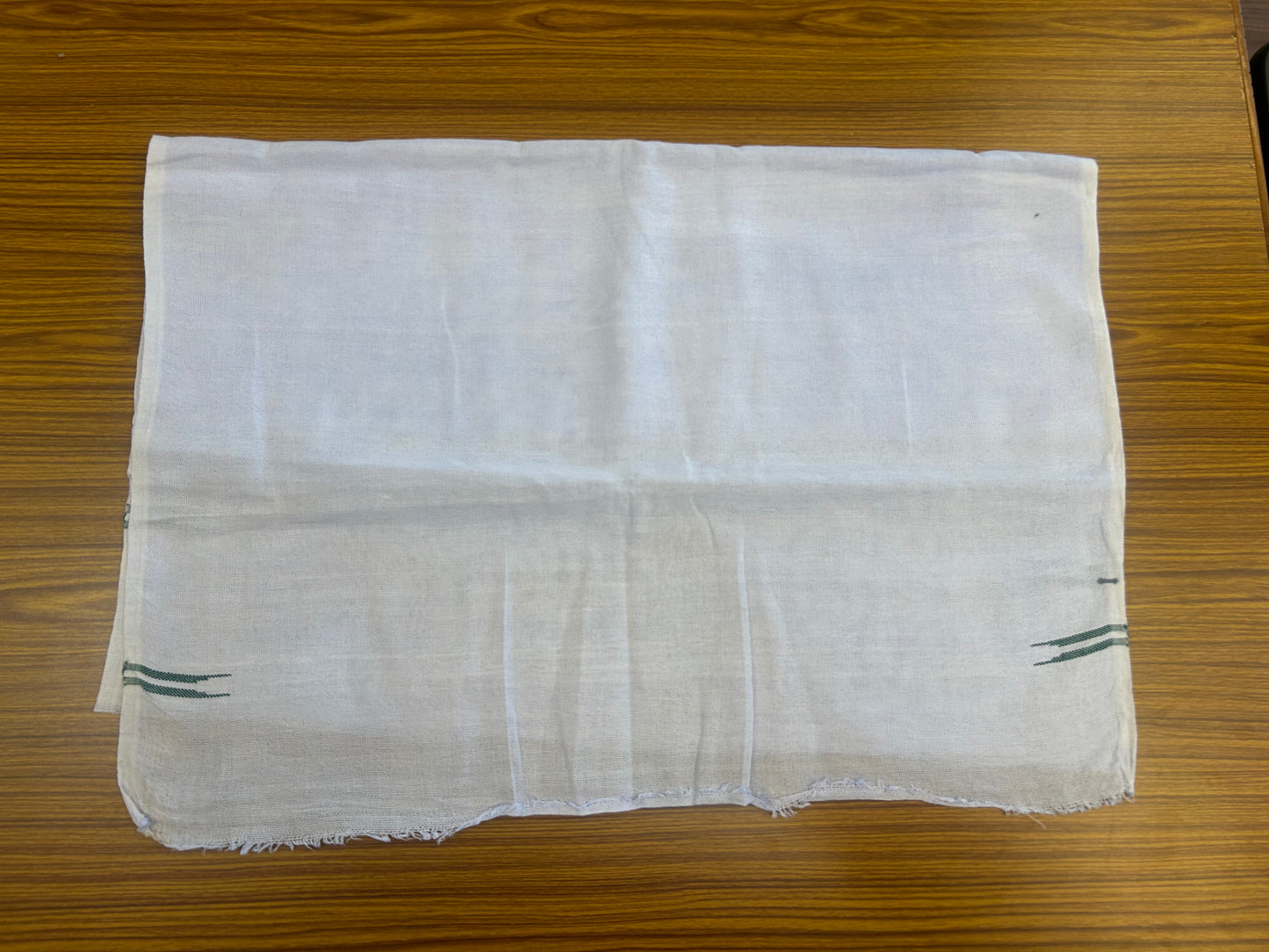 Kaitharikada - Handloom Pure Cotton Kerala Towel - Thorthu - White Body & Dark Green Chutty Kara - 10 KK51202 ELA