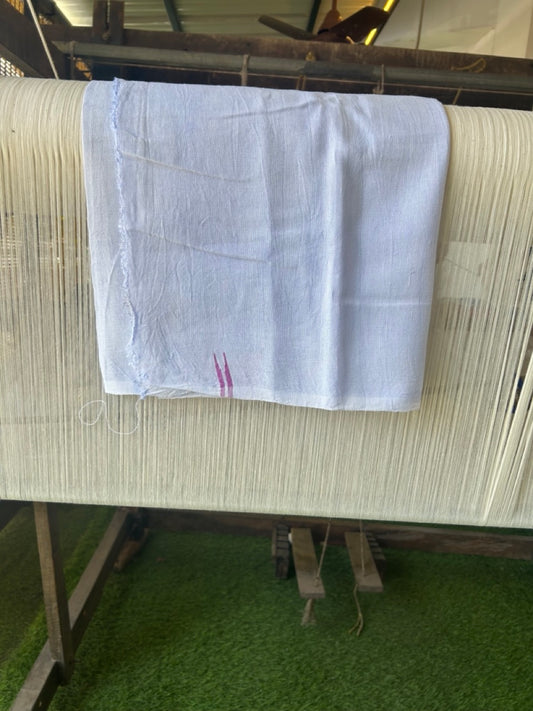 Kaitharikada - HANDLOOM Pure Cotton Kerala Towel - Thorthu - White Body & Dark Pink Chutty Kara- 11KK5197ELA