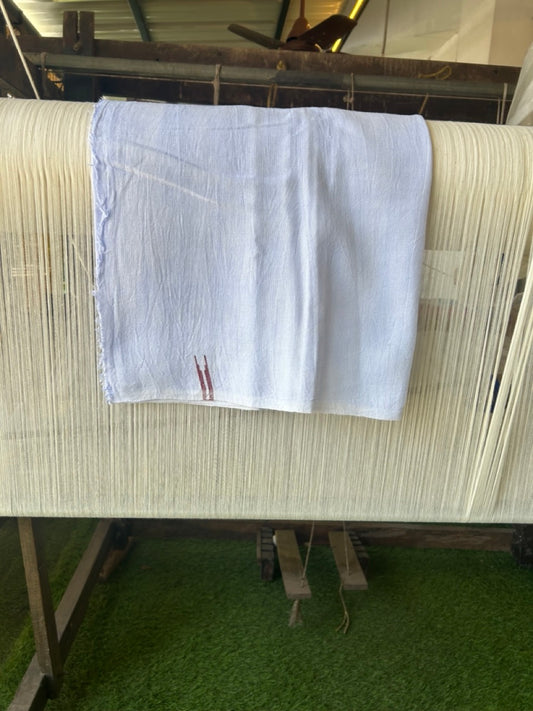 Kaitharikada - HANDLOOM Pure Cotton Kerala Towel - Thorthu - White Body & Brown Chutty Kara- 10KK5197ELA