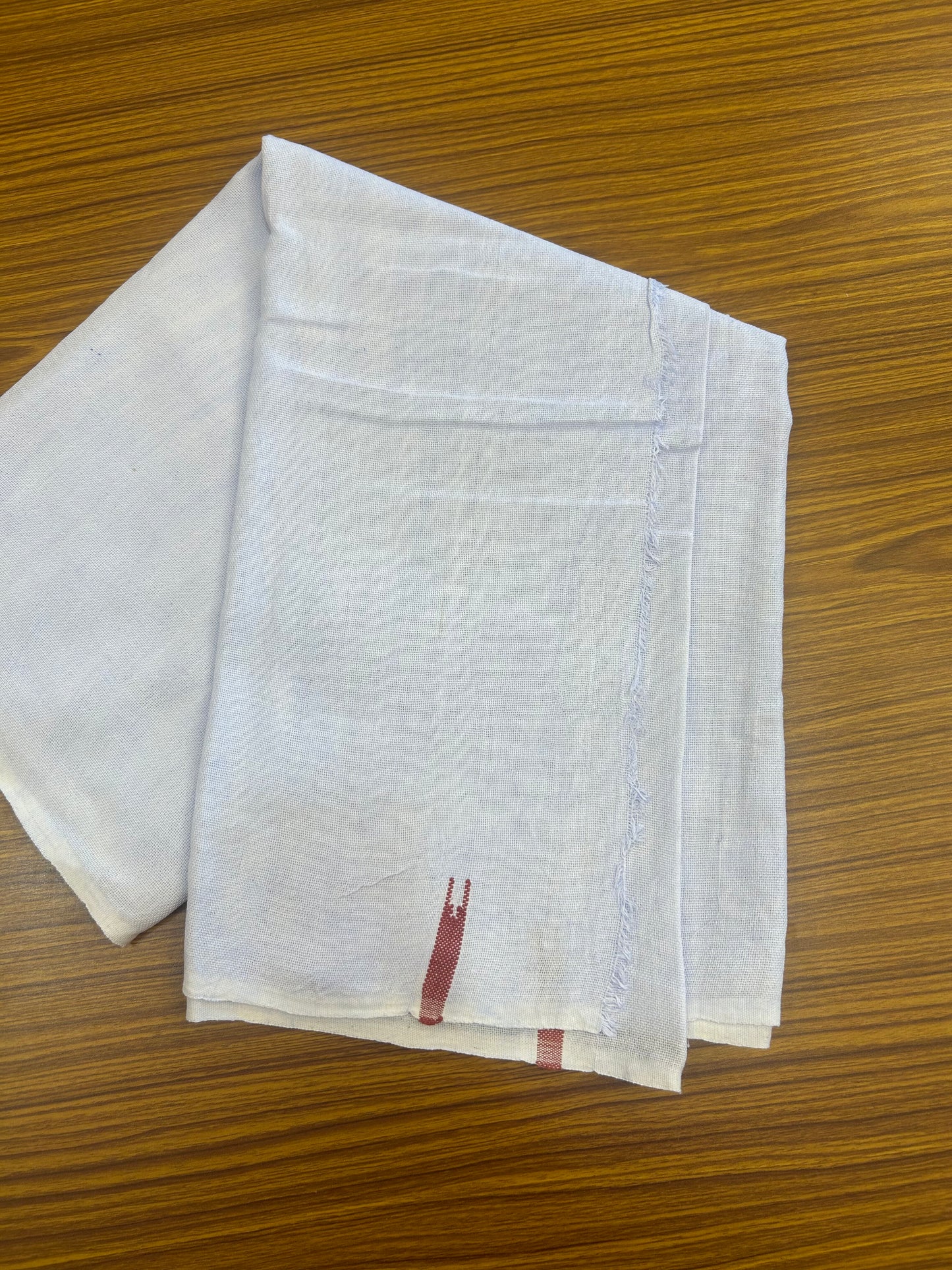 Kaitharikada - Handloom Pure Cotton Kerala Towel - Thorthu - White Body & Brick Red Chutty Kara - 6 KK51202 ELA