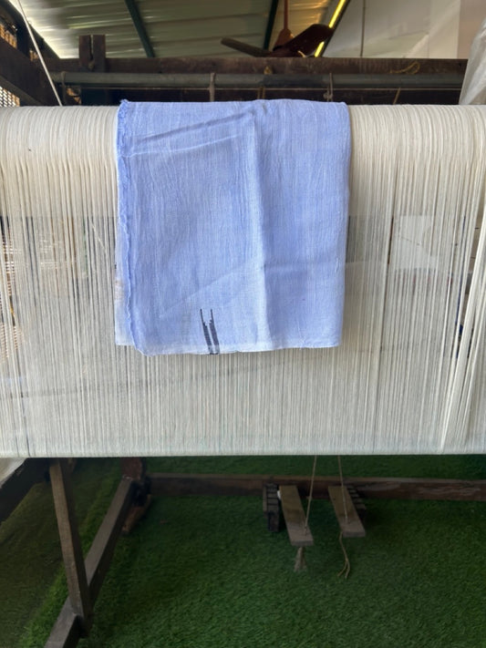 Kaitharikada - HANDLOOM Pure Cotton Kerala Towel - Thorthu - White Body & Purple Chutty Kara- 1KK5197ELA