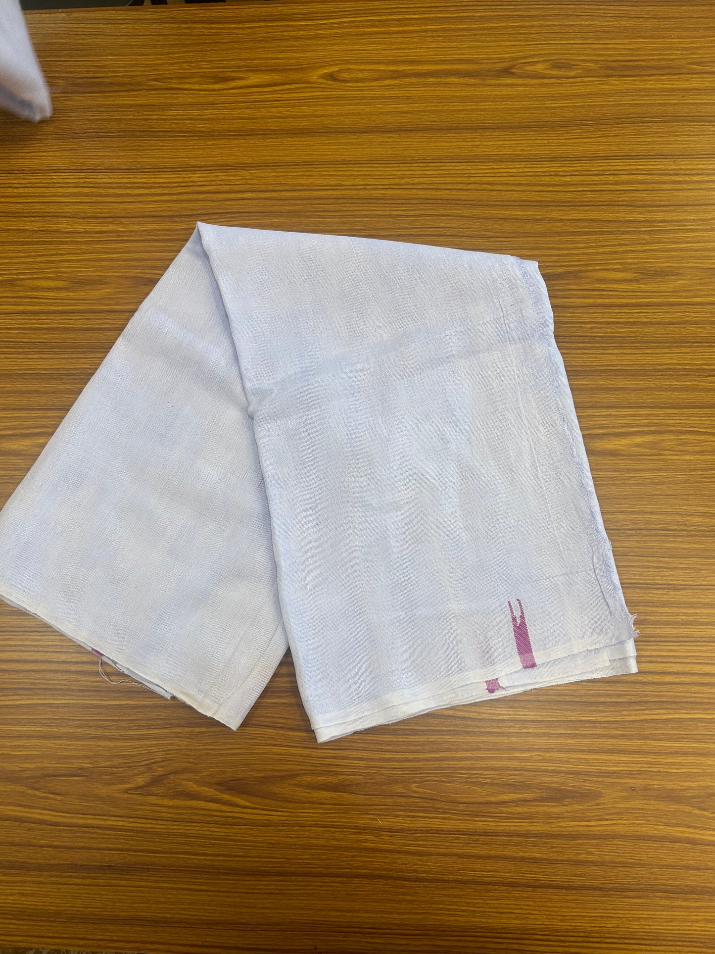 Kaitharikada - Handloom Pure Cotton Kerala Towel - Thorthu - White Body & Pink Chutty Kara- 4 KK51202 ELA