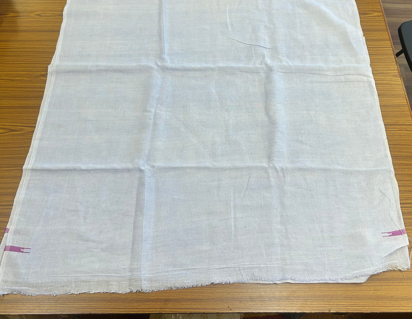 Kaitharikada - Handloom Pure Cotton Kerala Towel - Thorthu - White Body & Pink Chutty Kara- 4 KK51202 ELA