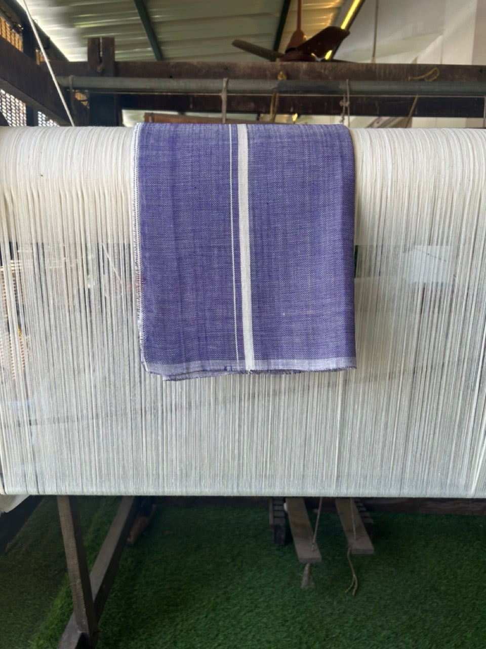 Kaitharikada - HANDLOOM Pure Cotton Kerala Towel - Thorthu - Violet Blue Body & White Kara - 26KK5197ELA