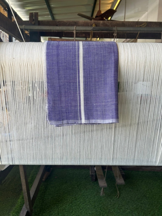 Kaitharikada - HANDLOOM Pure Cotton Kerala Towel - Thorthu - Violet Blue Body & White Kara - 26KK5197ELA