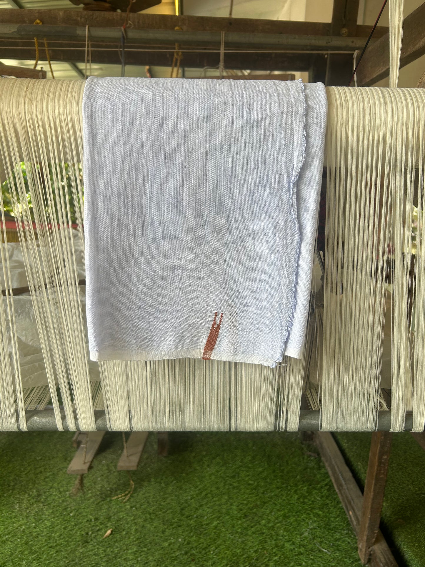 Kaitharikada - Handloom Pure Cotton Kerala Towel - Thorthu - White Body & Brown Chutty Kara - 7 KK51202 ELA