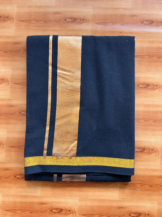 Kaitharikada - Single Kaily / Lungi - Mixed Cotton - 20s twisted - 2 inch Copper Kasav Kara with Black colour body (2 meter / 4 muzham) - 4 KK8085 GAN