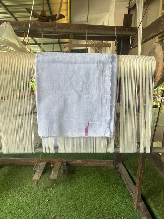 Kaitharikada - Handloom Pure Cotton Kerala Towel - Thorthu - White Body & Pink Chutty Kara- 4 KK51202 ELA