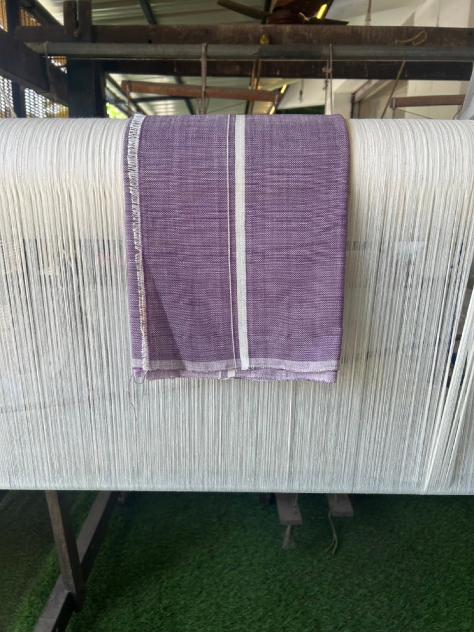 Kaitharikada - HANDLOOM Pure Cotton Kerala Towel - Thorthu - Violet Body & White Kara - 22KK5197ELA
