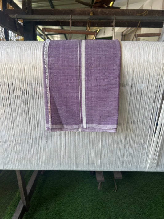 Kaitharikada - HANDLOOM Pure Cotton Kerala Towel - Thorthu - Violet Body & White Kara - 22KK5197ELA