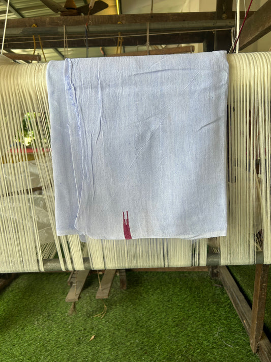 Kaitharikada - Handloom Pure Cotton Kerala Towel - Thorthu - White Body & Dark Magenta Chutty Kara- 5 KK51202 ELA