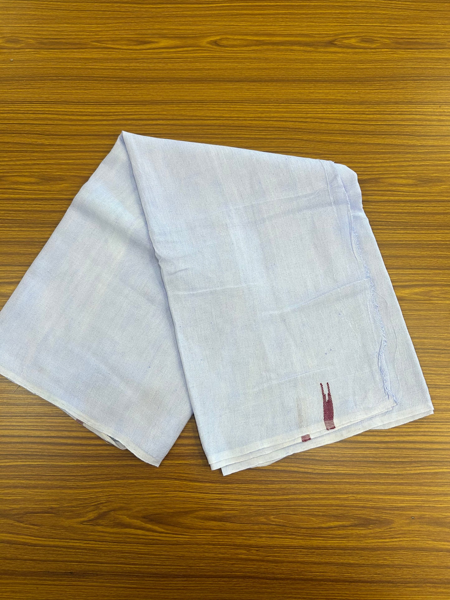 Kaitharikada - Handloom Pure Cotton Kerala Towel - Thorthu - White Body & Dark Magenta Chutty Kara- 5 KK51202 ELA