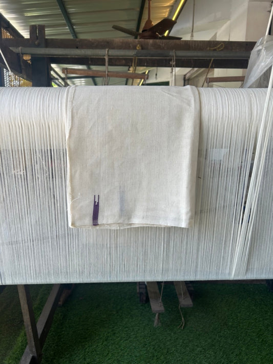 Kaitharikada - HANDLOOM Pure Cotton Kerala Towel - Thorthu - Off White Body & Violet Chutty Kara - 15KK5197ELA