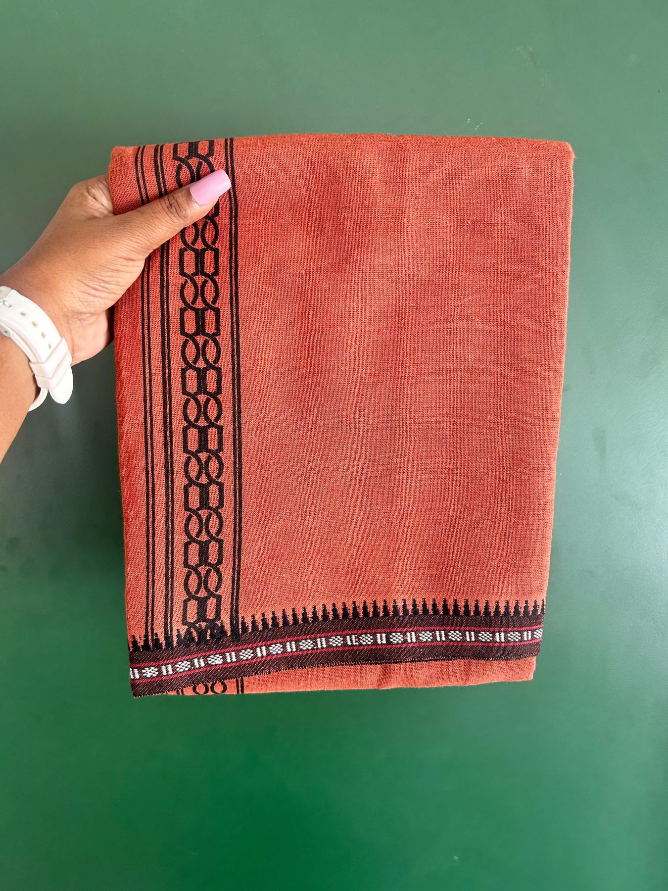 Single Kaily / Lungi - Kaitharikada - Mixed Cotton - 40s twisted - 1.75 inch Black Printed Design Printed Kuppadam Kara With Kavi Colour Body (2 meter / 4 muzham) - 1 KK8075 SAT