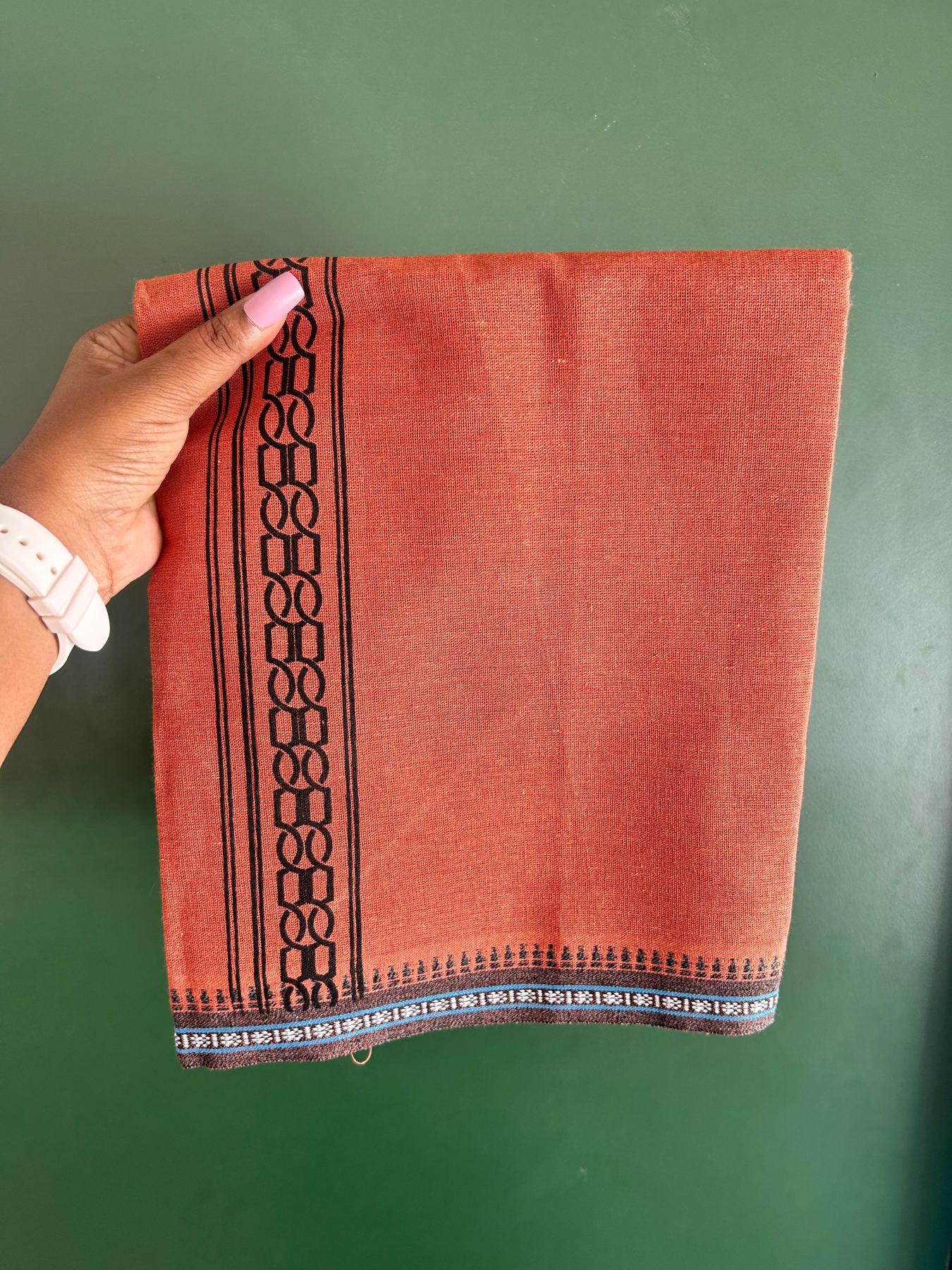 Single Kaily / Lungi - Kaitharikada - Mixed Cotton - 40s twisted - 1.75 inch Black Printed Design Printed Kuppadam Kara With Kavi Colour Body (2 meter / 4 muzham) - 2 KK8075 SAT