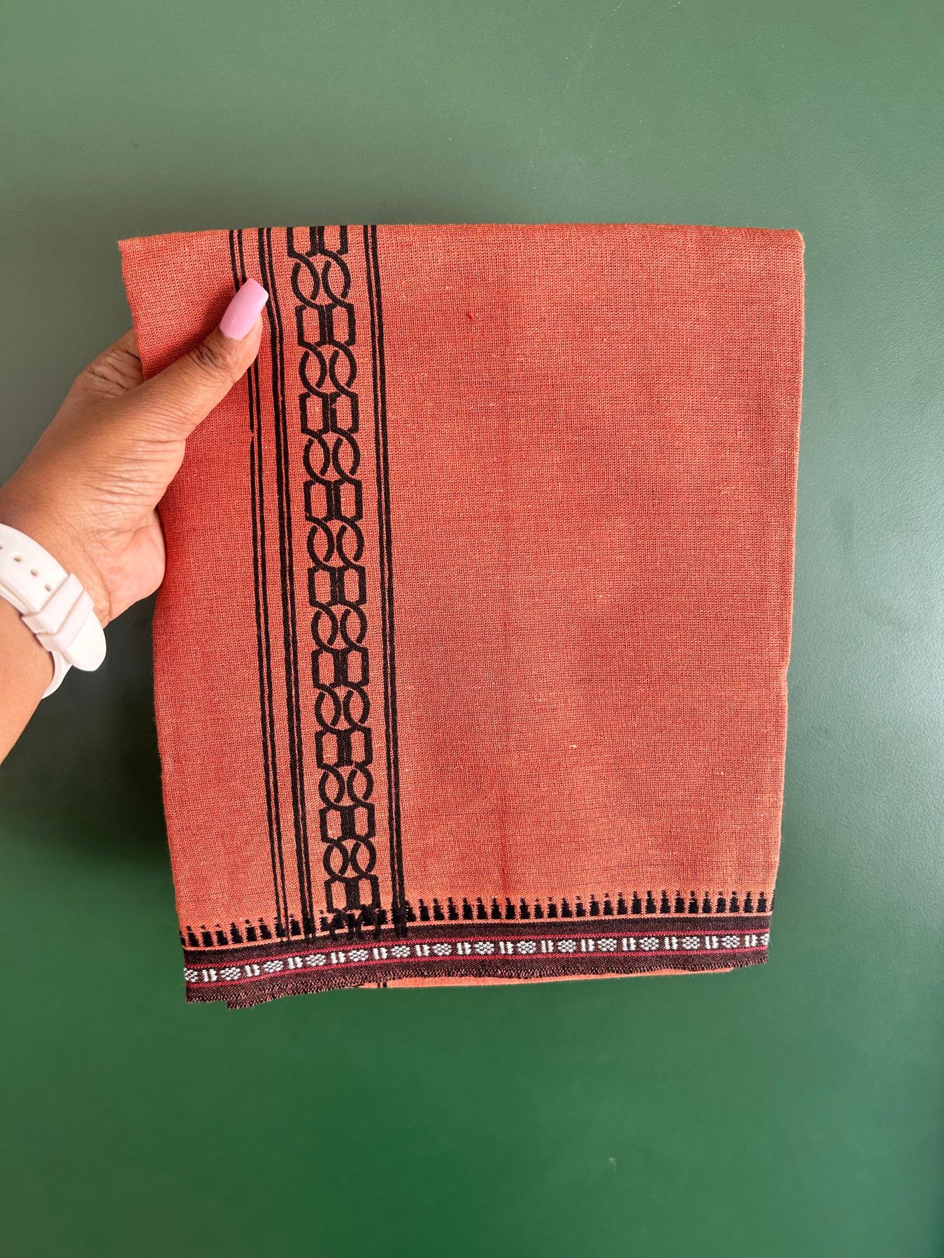 Single Kaily / Lungi - Kaitharikada - Mixed Cotton - 40s twisted - 1.75 inch Black Printed Design Printed Kuppadam Kara With Kavi Colour Body (2 meter / 4 muzham) - 3 KK8075 SAT