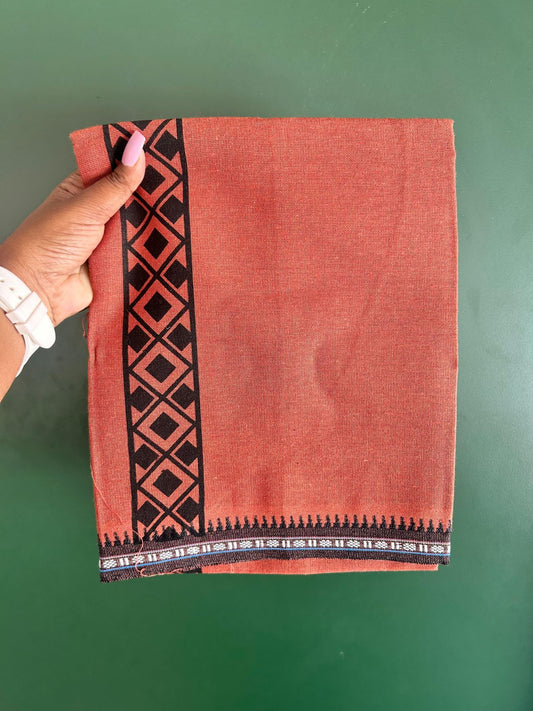 Single Kaily / Lungi - Kaitharikada - Mixed Cotton - 40s twisted - 1.75 inch Black Printed Design Printed Kuppadam Kara With Kavi Colour Body (2 meter / 4 muzham) - 4 KK8075 SAT