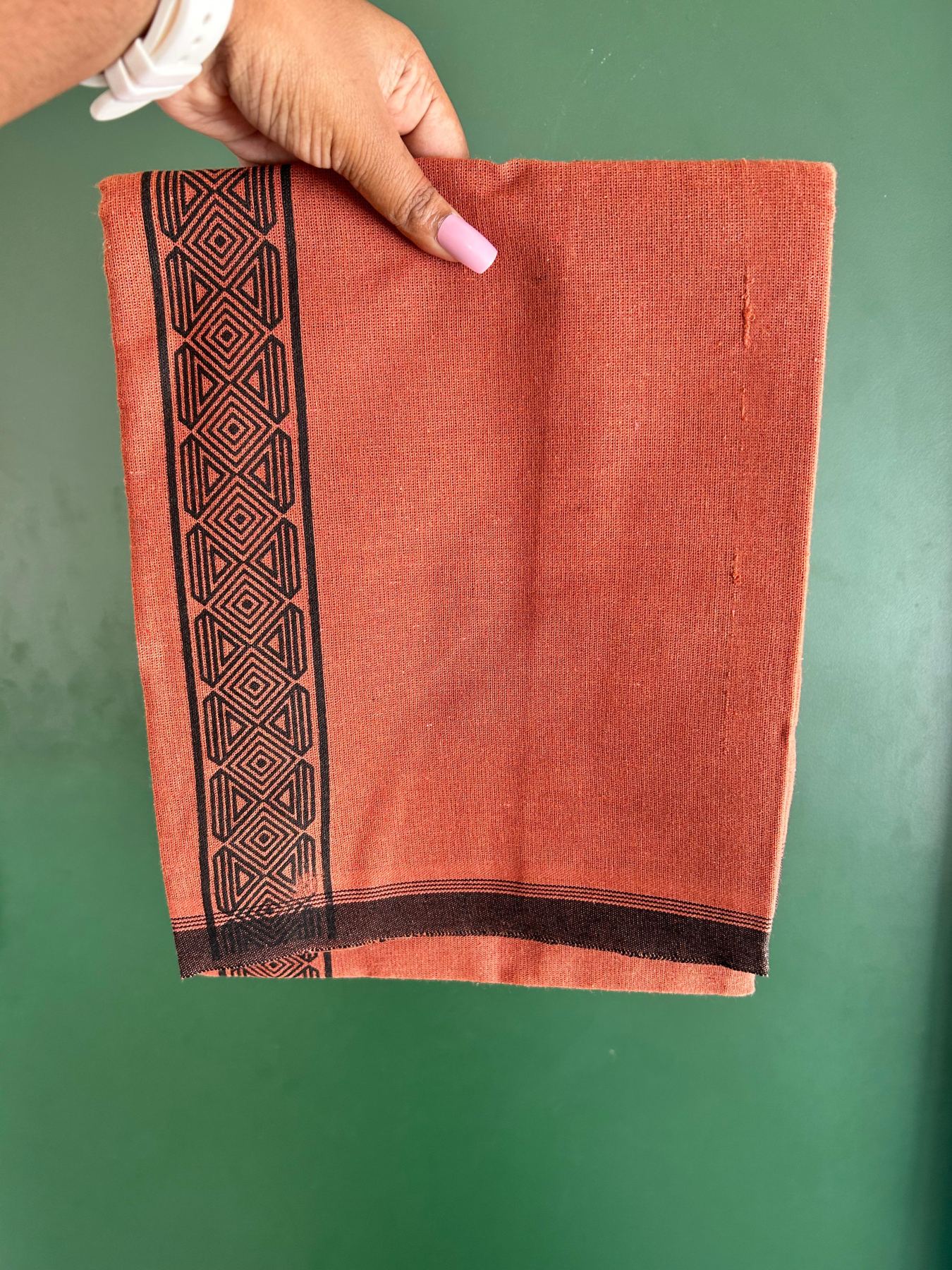 Single Kaily / Lungi - Kaitharikada - Mixed Cotton - 40s twisted - 1.75 inch Black Printed Design Stripes Kara With Kavi Colour Body (2 meter / 4 muzham) - 5 KK8075 SAT