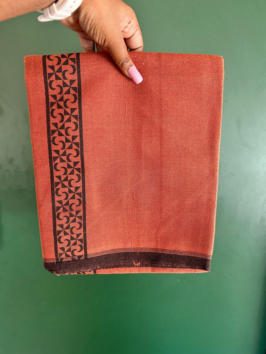 Single Kaily / Lungi - Kaitharikada - Mixed Cotton - 40s twisted - 1.75 inch Black Printed Design Stripes Kara With Kavi Colour Body (2 meter / 4 muzham) - 6 KK8075 SAT