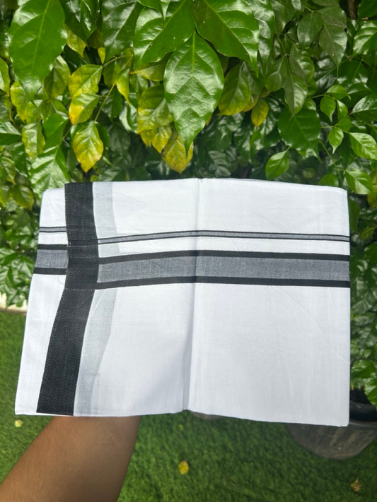 20% Discount ! KaithariKada Balaramapuram 100% Mercerised Cotton Double Ultra Pure white Mundu/Dhoti- 100x80 - 1.25 inch Black Kara - 4mtr ( 8 muzham) - 1 KK5237 PMC