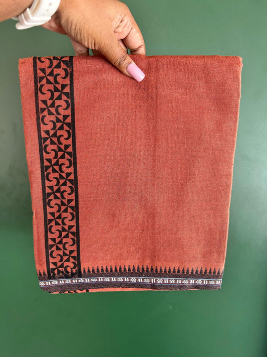 Single Kaily / Lungi - Kaitharikada - Mixed Cotton - 40s twisted - 1.75 inch Black Printed Design Printed Kuppadam Kara With Kavi Colour Body (2 meter / 4 muzham) - 9 KK8075 SAT