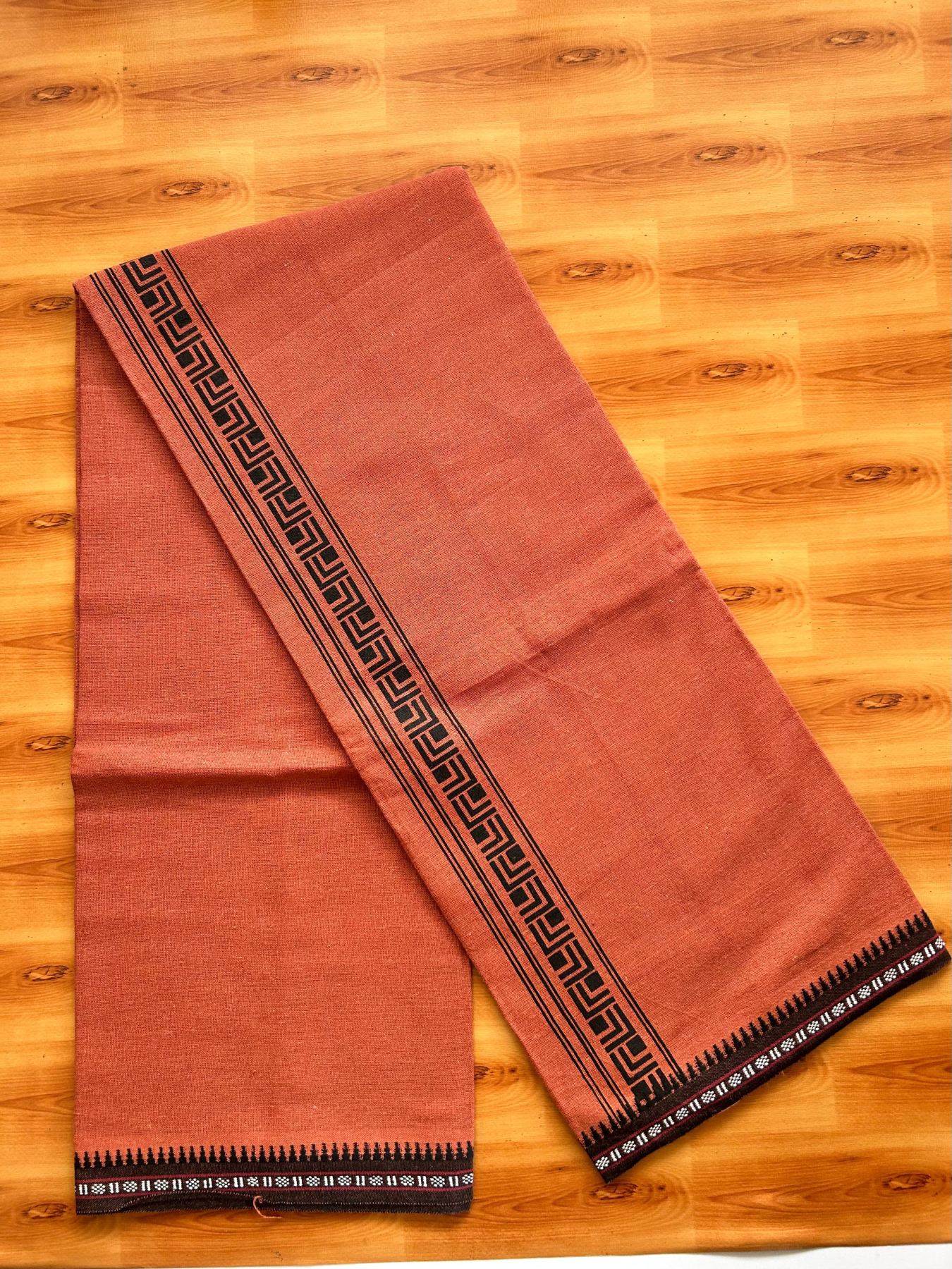 Single Kaily / Lungi - Kaitharikada - Mixed Cotton - 40s twisted - 1.75 inch Black Printed Design Printed Kuppadam Kara With Kavi Colour Body (2 meter / 4 muzham) - 10 KK8075 SAT