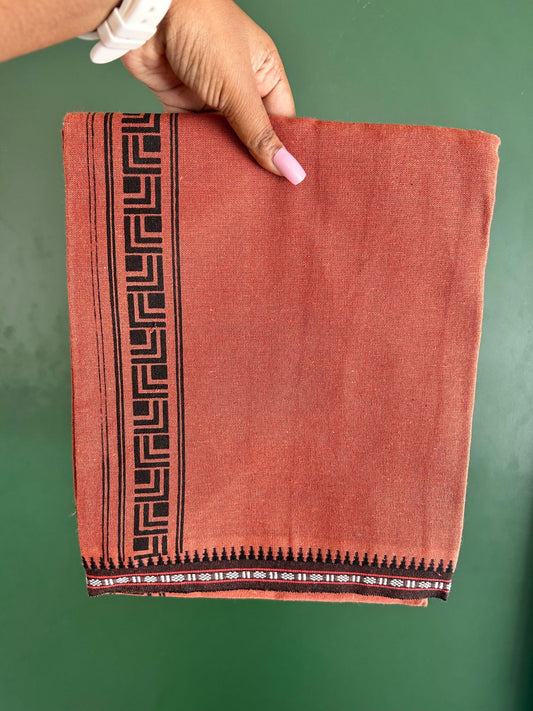 Single Kaily / Lungi - Kaitharikada - Mixed Cotton - 40s twisted - 1.75 inch Black Printed Design Printed Kuppadam Kara With Kavi Colour Body (2 meter / 4 muzham) - 11 KK8075 SAT