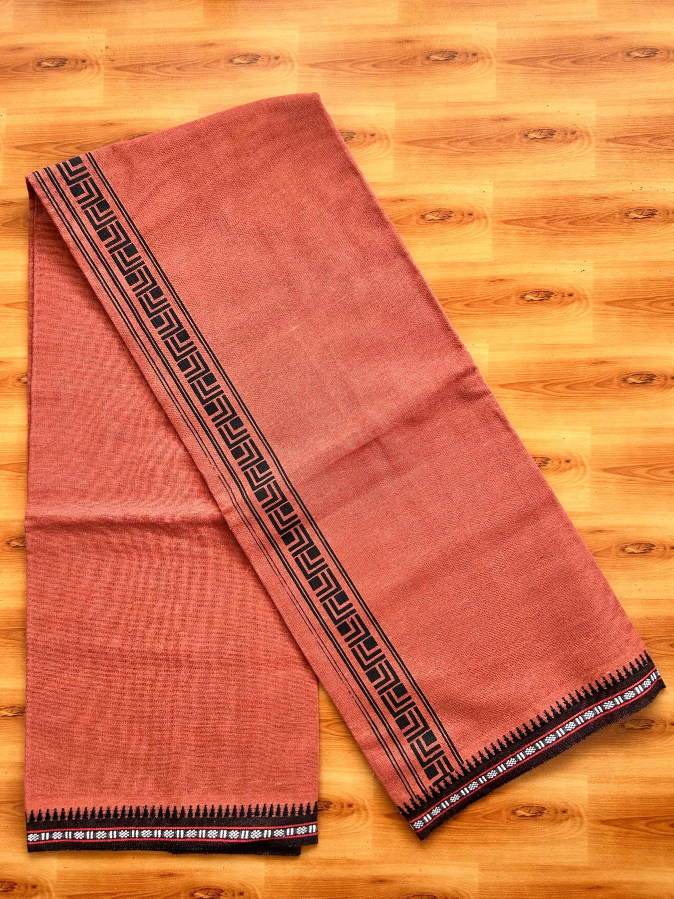 Single Kaily / Lungi - Kaitharikada - Mixed Cotton - 40s twisted - 1.75 inch Black Printed Design Printed Kuppadam Kara With Kavi Colour Body (2 meter / 4 muzham) - 11 KK8075 SAT