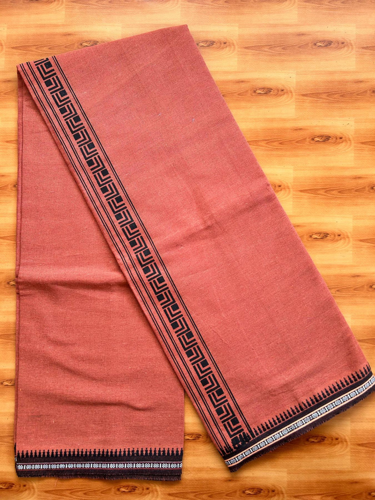 Single Kaily / Lungi - Kaitharikada - Mixed Cotton - 40s twisted - 1.75 inch Black Printed Design Printed Kuppadam Kara With Kavi Colour Body (2 meter / 4 muzham) - 12 KK8075 SAT