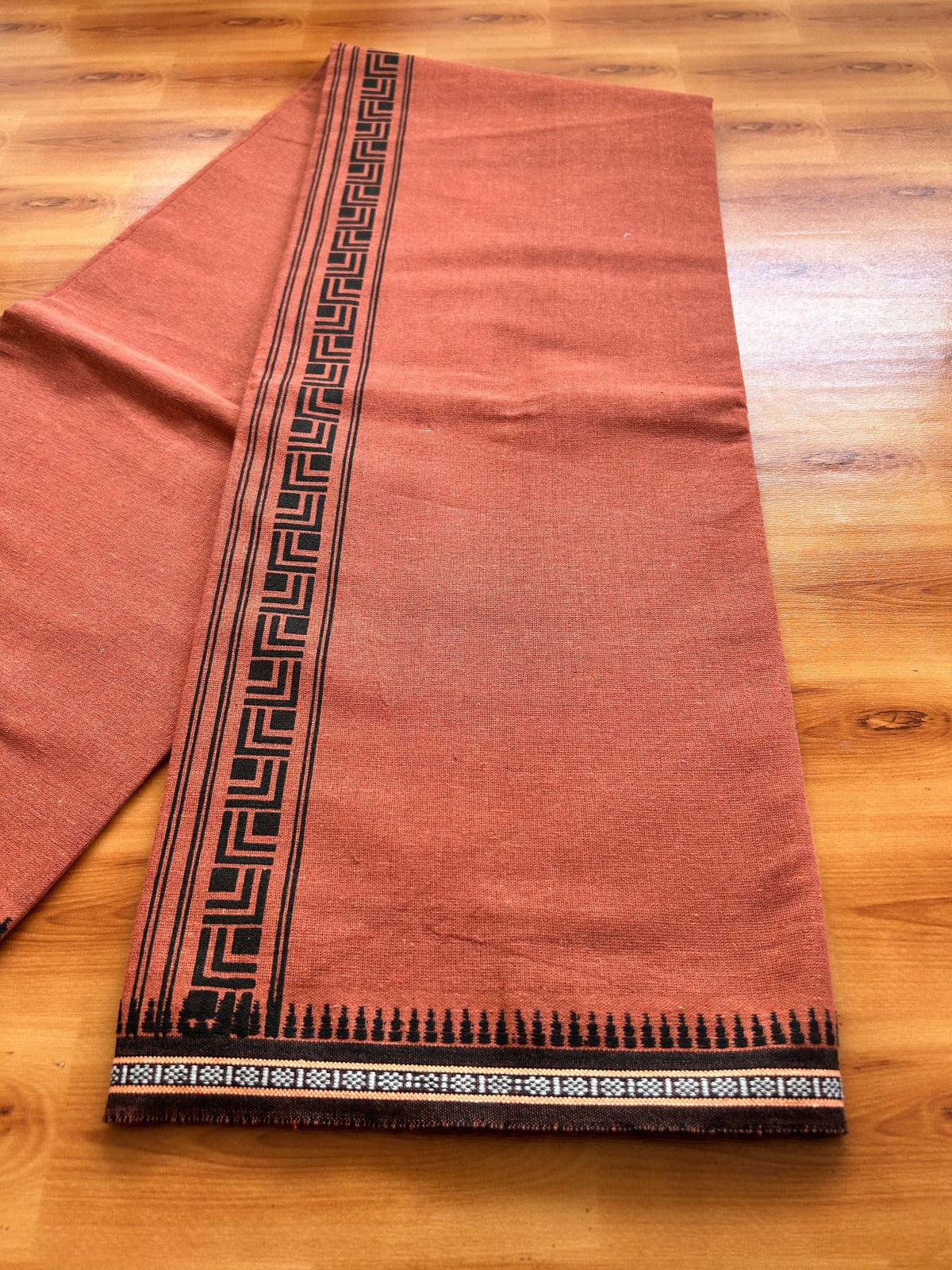 Single Kaily / Lungi - Kaitharikada - Mixed Cotton - 40s twisted - 1.75 inch Black Printed Design Printed Kuppadam Kara With Kavi Colour Body (2 meter / 4 muzham) - 12 KK8075 SAT