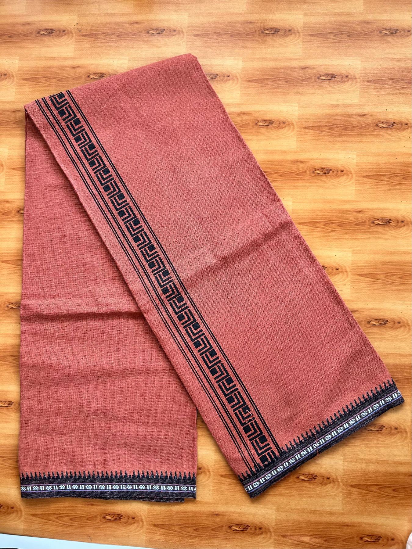Single Kaily / Lungi - Kaitharikada - Mixed Cotton - 40s twisted - 1.75 inch Black Printed Design Printed Kuppadam Kara With Kavi Colour Body (2 meter / 4 muzham) - 13 KK8075 SAT