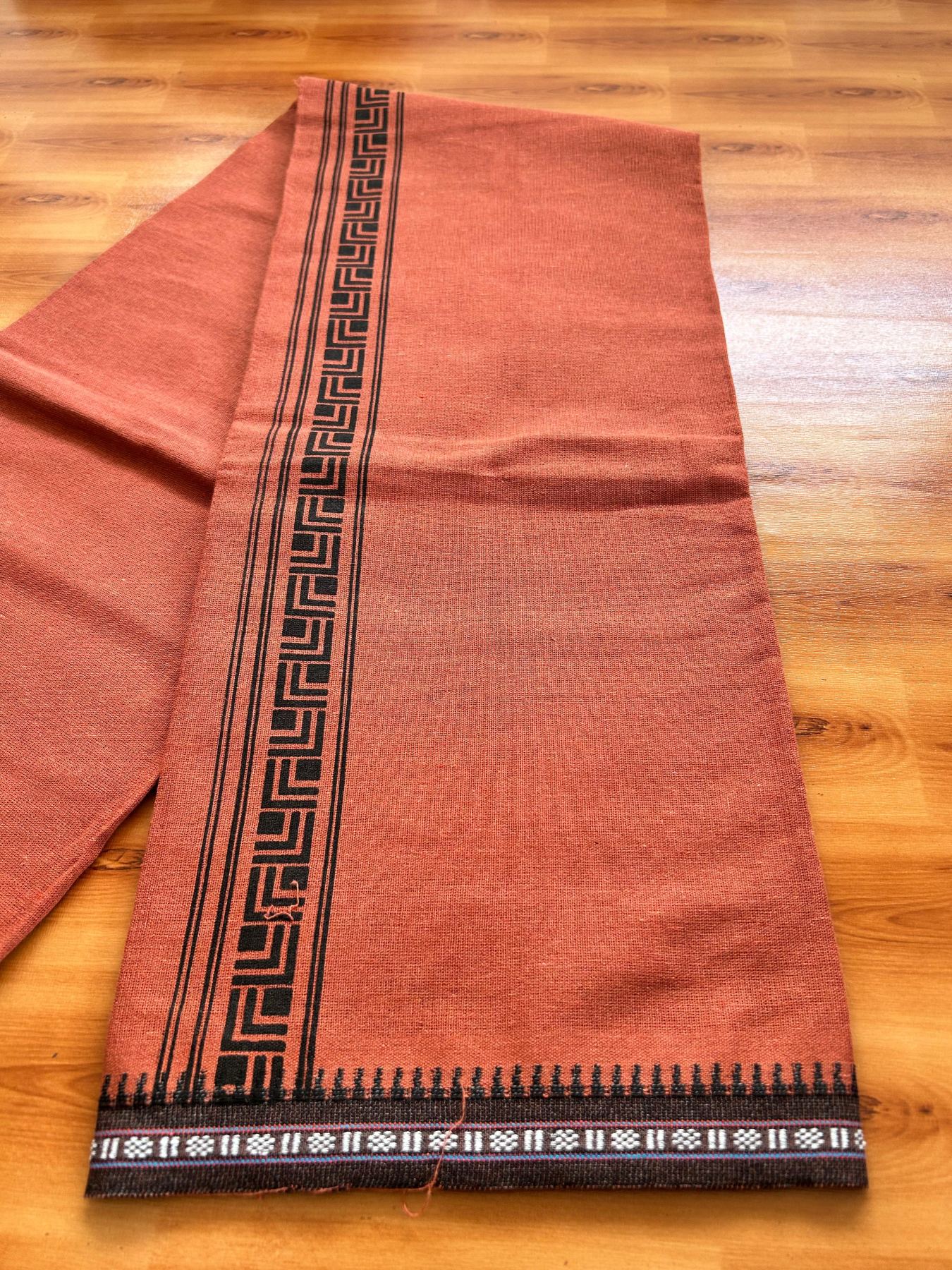 Single Kaily / Lungi - Kaitharikada - Mixed Cotton - 40s twisted - 1.75 inch Black Printed Design Printed Kuppadam Kara With Kavi Colour Body (2 meter / 4 muzham) - 13 KK8075 SAT