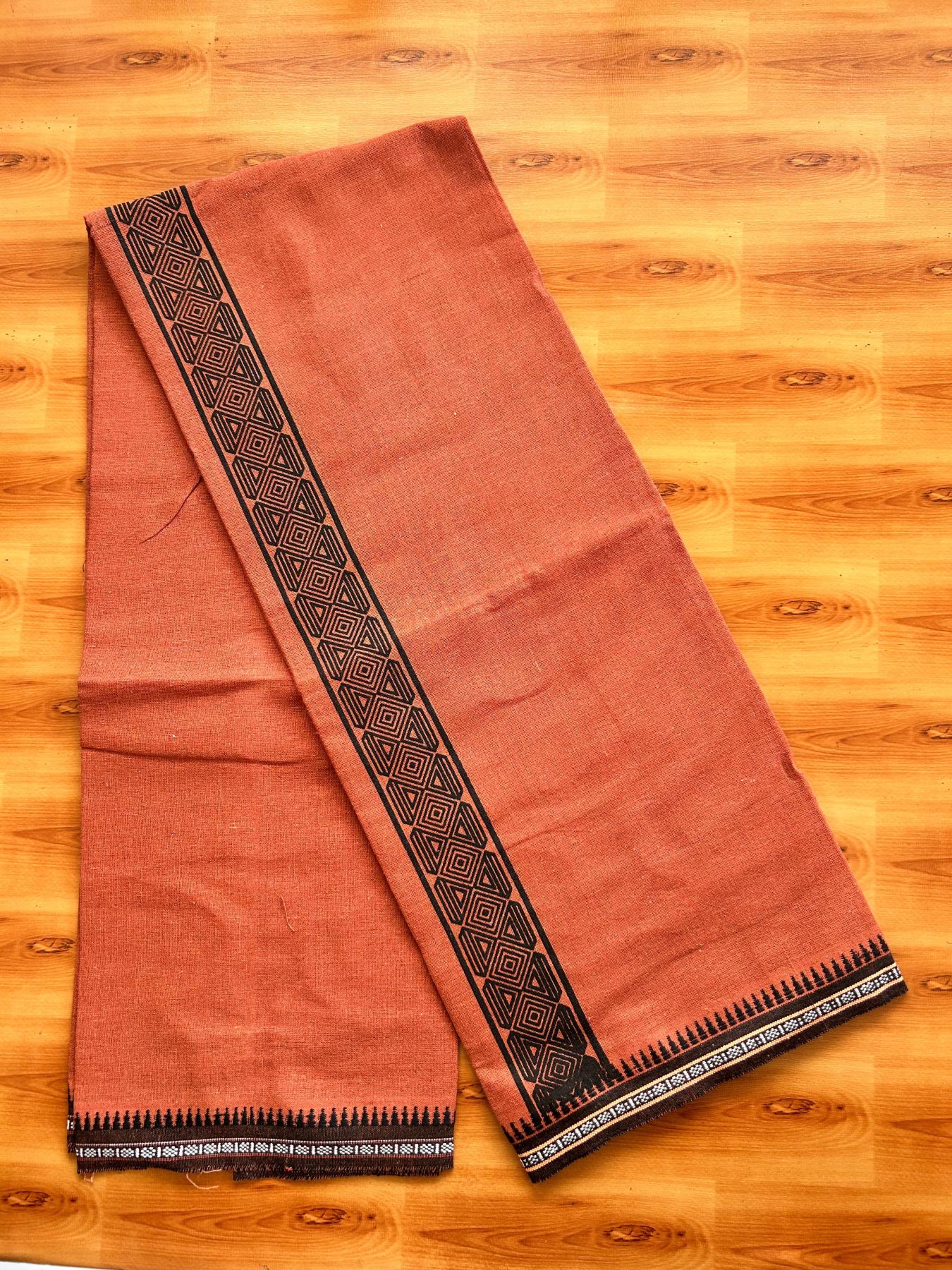 Single Kaily / Lungi - Kaitharikada - Mixed Cotton - 40s twisted - 1.75 inch Black Printed Design Printed Kuppadam Kara With Kavi Colour Body (2 meter / 4 muzham) - 15 KK8075 SAT